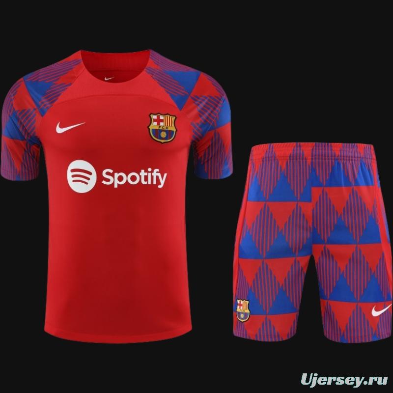 23-24  Barcelona Red Short Sleeve Jersey+Shorts