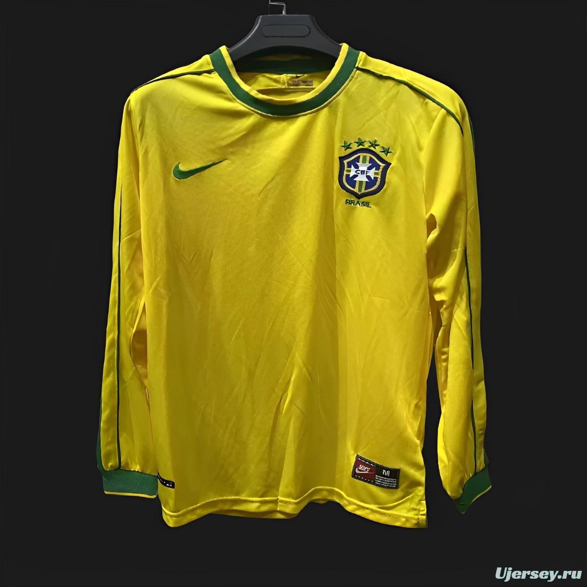 Retro 1998 Brazil Home Long Sleeve Jersey