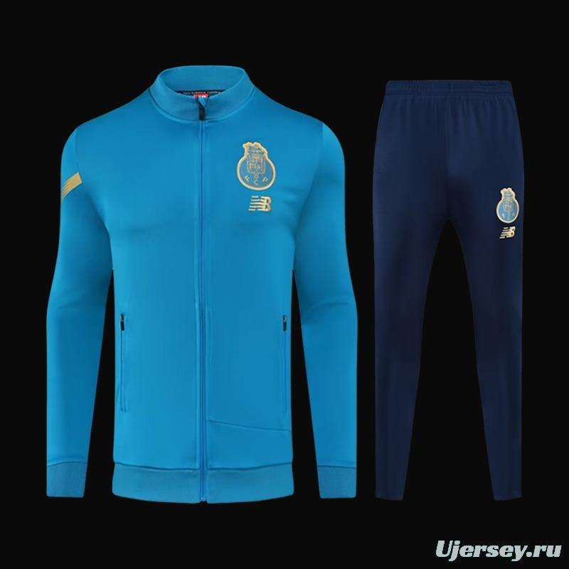 23/24 Porto Blue Full Zipper Tracksuit Full Zipper Jacket+Pants