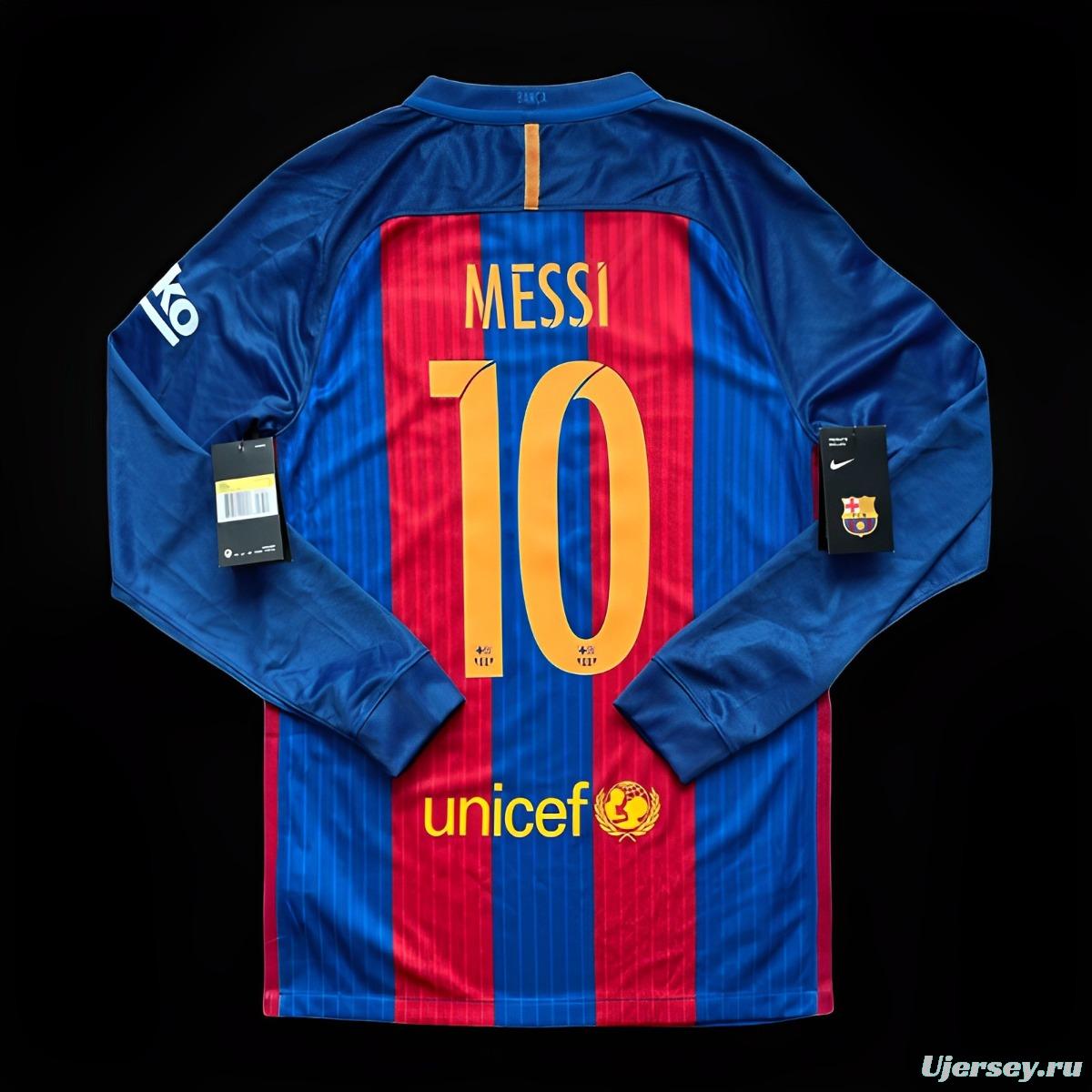 Retro 16/17 Barcelona Home Long Sleeve Jersey