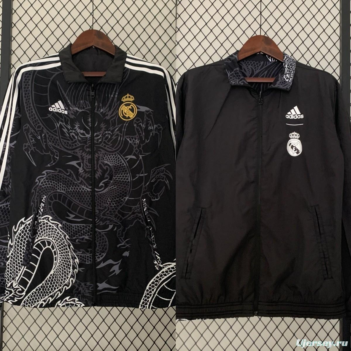 23/24 Real Madrid Black Dragon Reversible Full Zipper Jacket