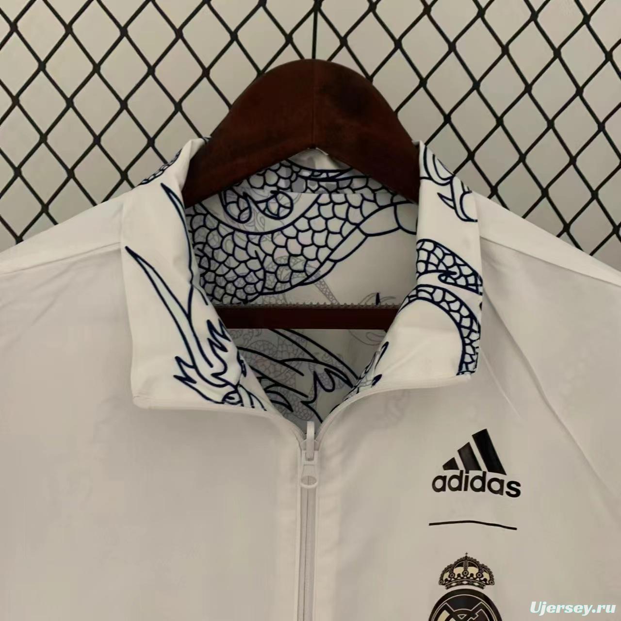 23/24 Real Madrid White Dragon Reversible Full Zipper Jacket