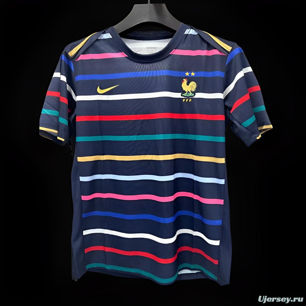 2024 France Training Mixed Color Stripe Jersey