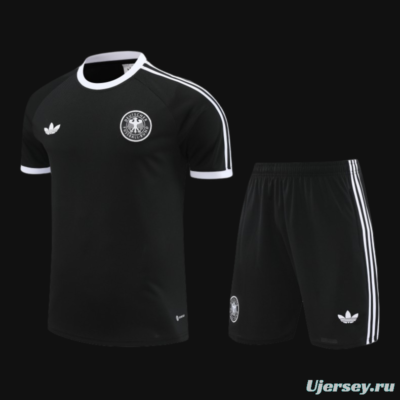 2024 Germany Black Cotton Short Sleeve Jersey+Shorts