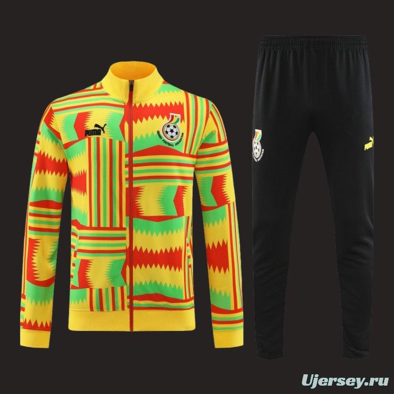 2024 Ghana Yellow  Full Zipper Hoodie Jacket+Pants