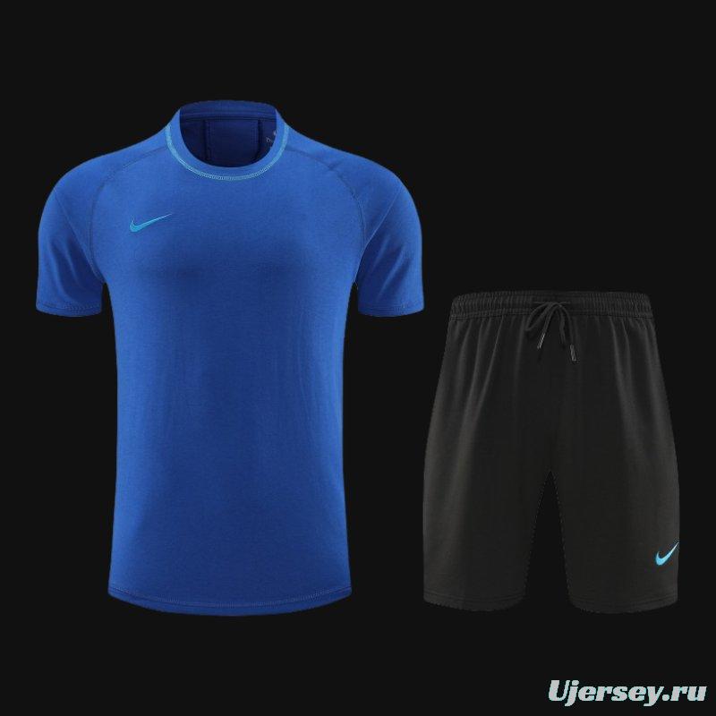 2024 Nike Blue Cotton Short Sleeve Jersey+Shorts