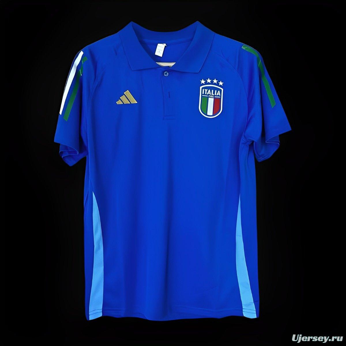 2024 Italy Home POLO Blue Jersey