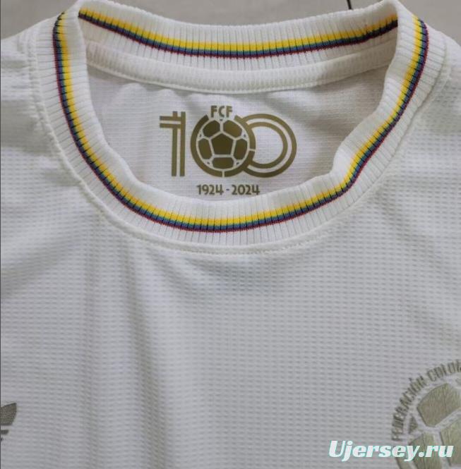 2024 Colombia White 100Th Anniversary Long Sleeve Jersey