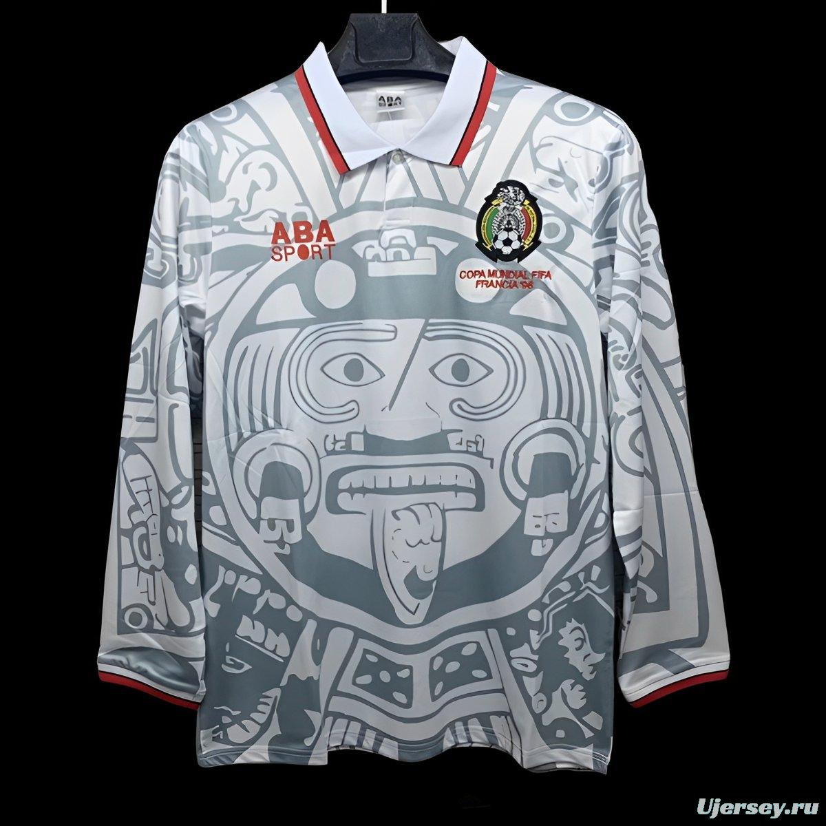 Retro 1998 Mexico Away White Long Sleeve Jersey