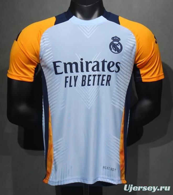 Player Version 24/25 Real Madrid Light Blue/Yellow Pre-Match Jersey