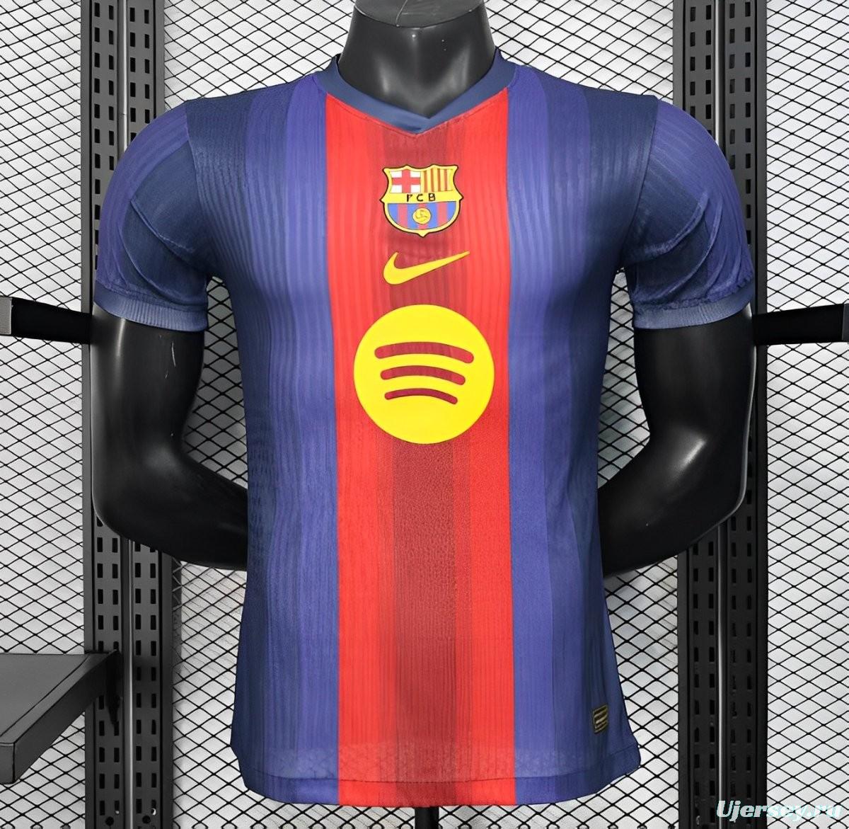 Player Version 25/26 Barcelona Blue and Red Striped with Spotify Sponsor Jersey