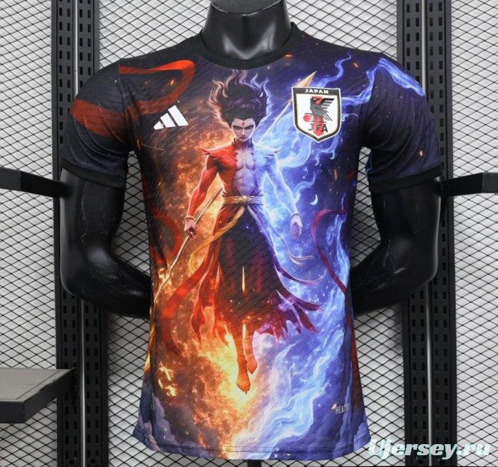 Player Version 2025 Japan NA ZHA Black with Fire & Ice Warrior Jersey