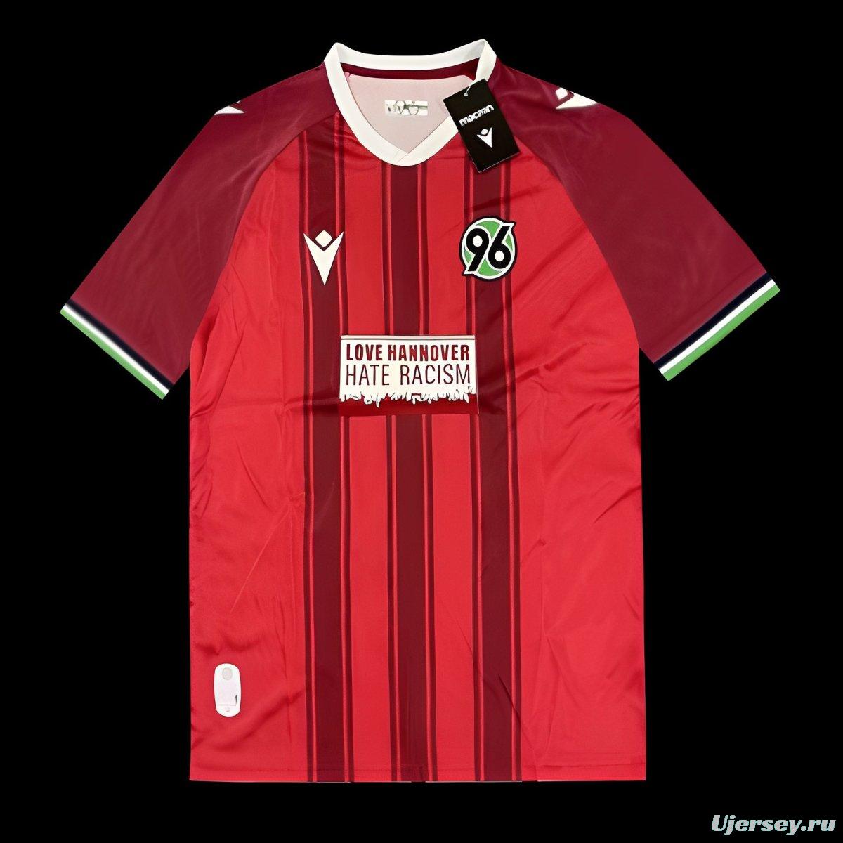 25/26 Hannover 96 Red with Vertical Stripe Pattern Jersey