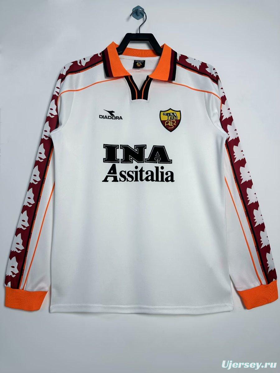 Retro 98/99 Roma Away White  Long Sleeve Jersey