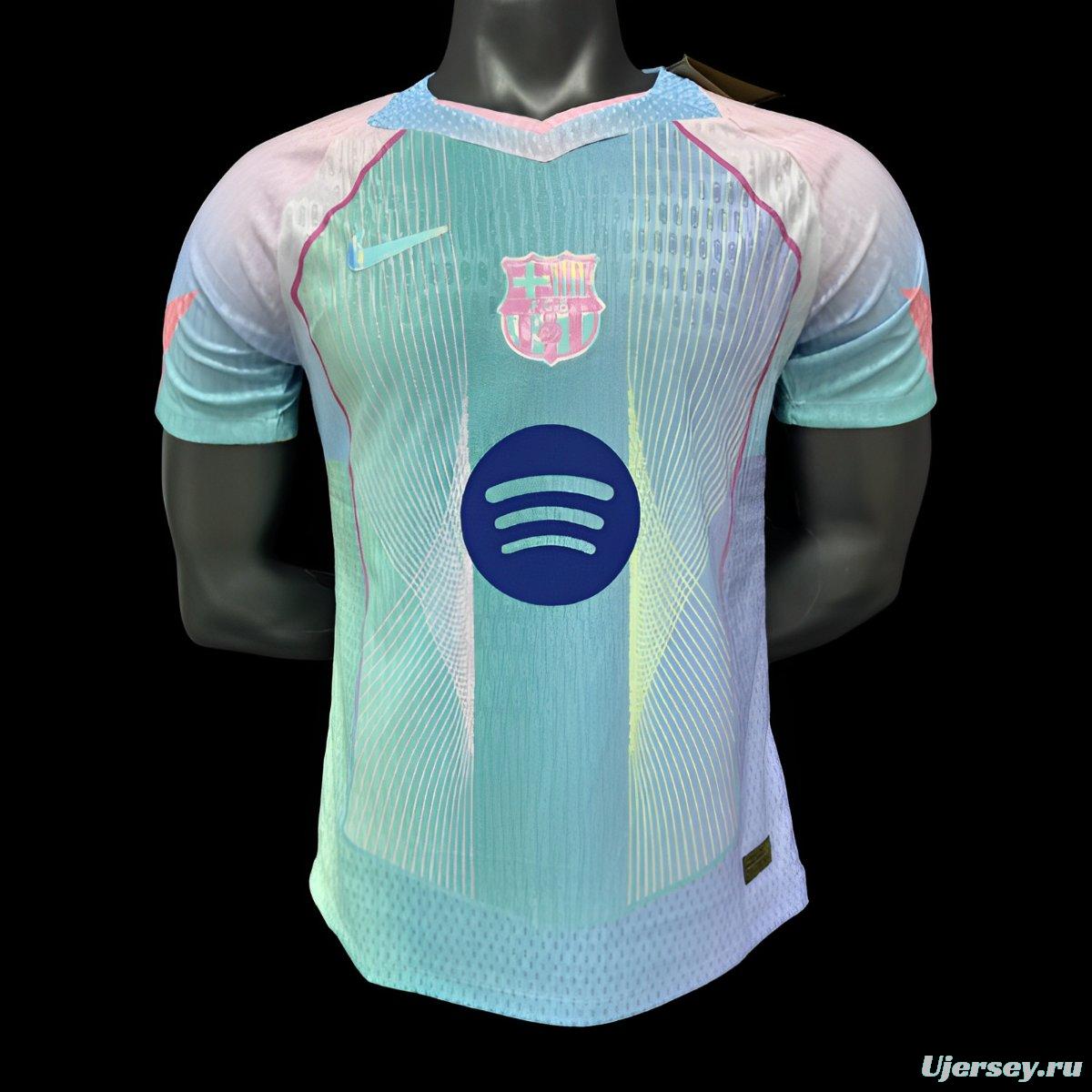 Player Version 25/26 FC Barcelona Mint Green with Pink Trim Jersey