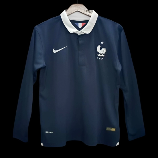 Retro 2014 France Home Long Sleeve Jersey