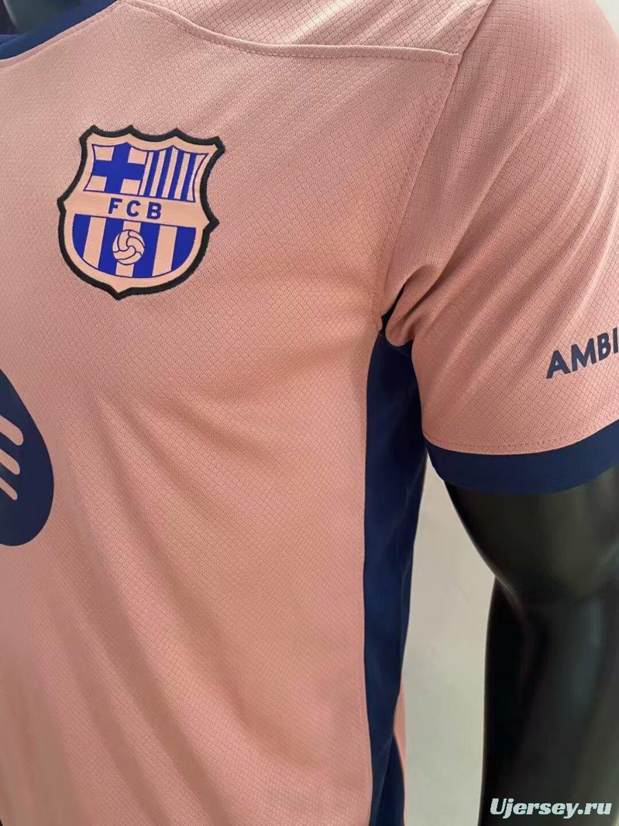 25/26 FC Barcelona Pink with Navy Trim Jersey