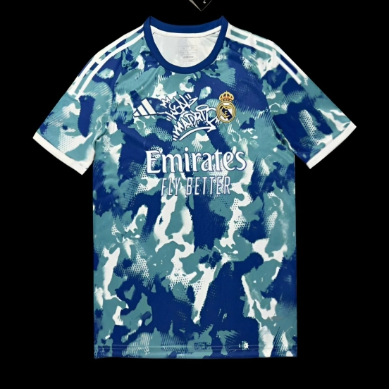 25/26 Real Madrid Blue Camouflage with Teal Pattern Jersey