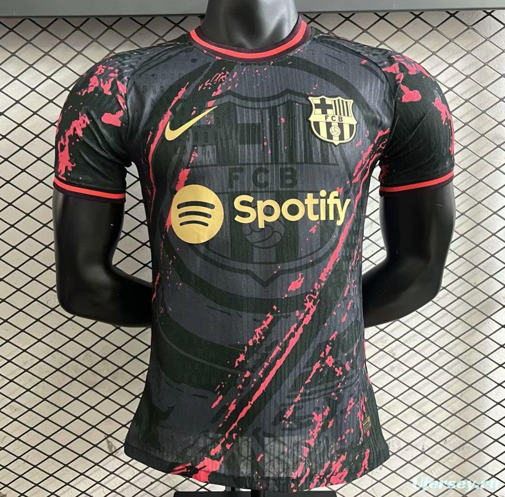 Player Version 25/26 FC Barcelona Black with Pink Splash Design Jersey