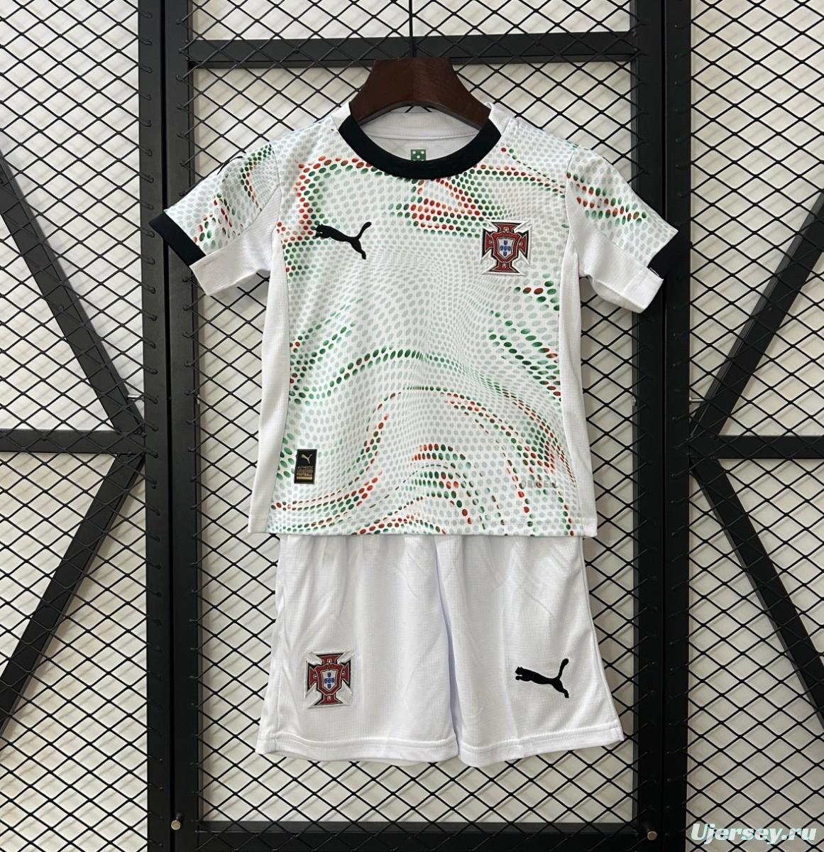 2025 Kids Portugal Away White Jersey