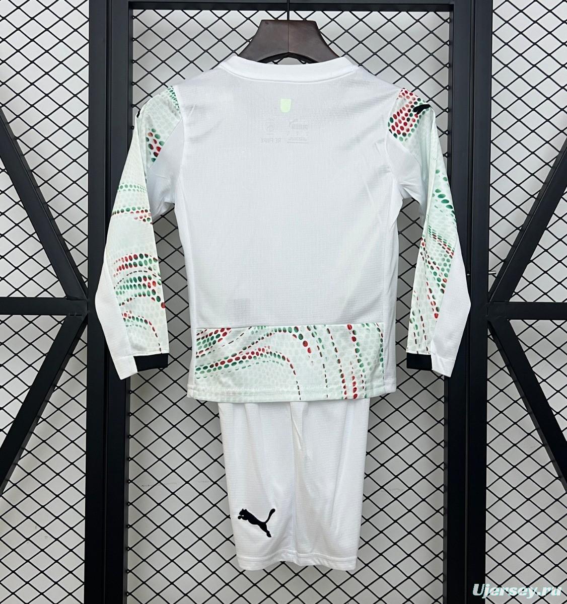 2025 Kids Portugal Away White Long Sleeve Jersey