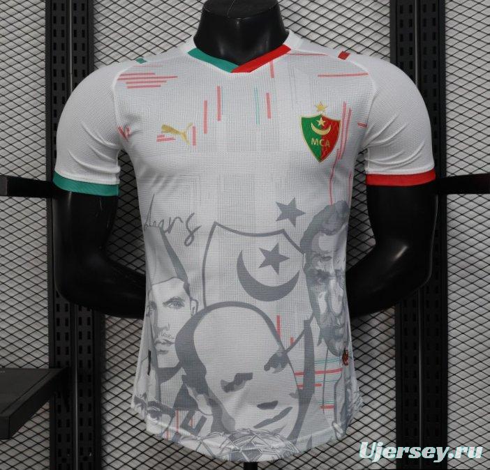 Player Version 2025 MC Alger (MCA) Home White Jersey with Club Emblem Design