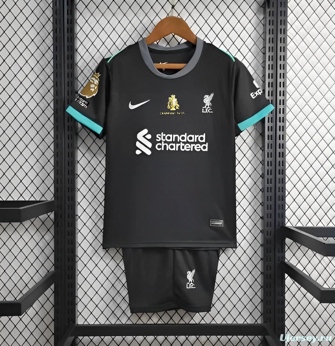 24/25 Kids Liverpool Away Black Jersey With Champion Printing