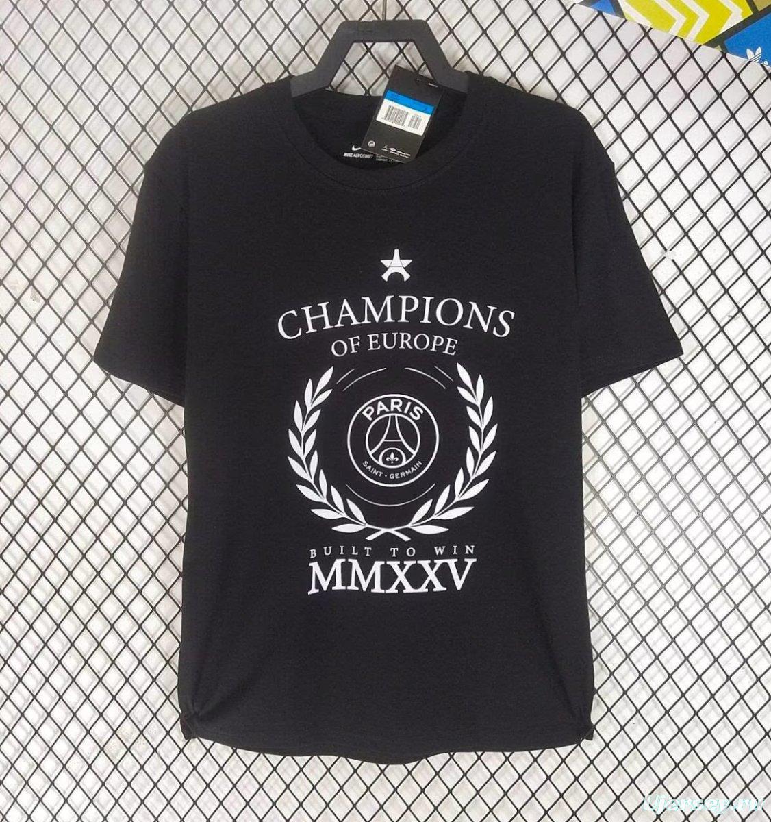25/26 PSG Black Champion Black T-Shirts