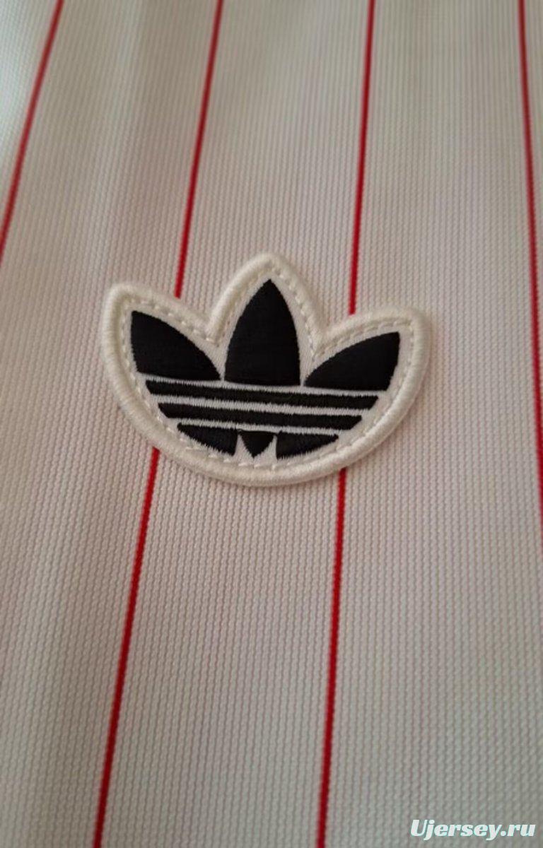 25/26 Benfica Adidas Original White with Red Pinstripes Jersey
