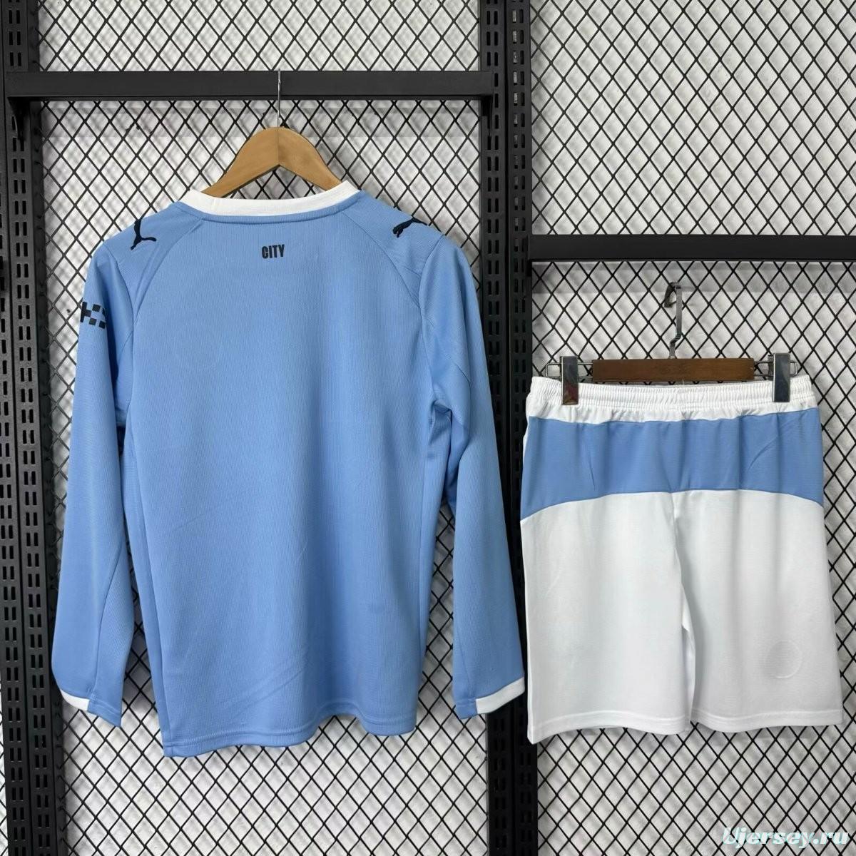 25/26 Kids Manchester City Home Long Sleeve Jersey