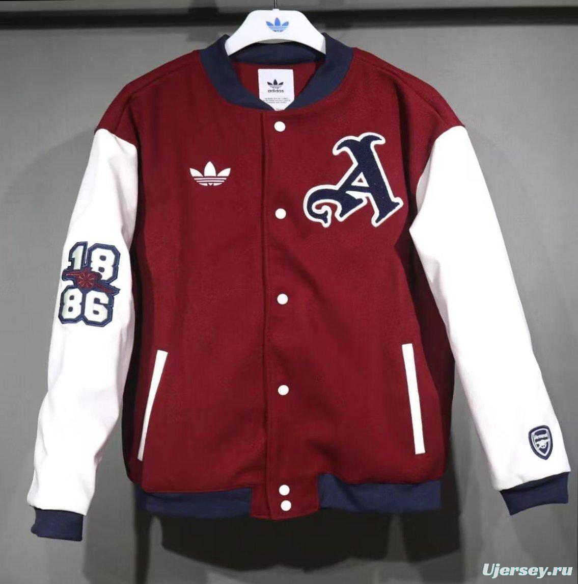 25/26 Adidas Originals xArsenal Wine Baseball VRCT Outdoor Jakcet