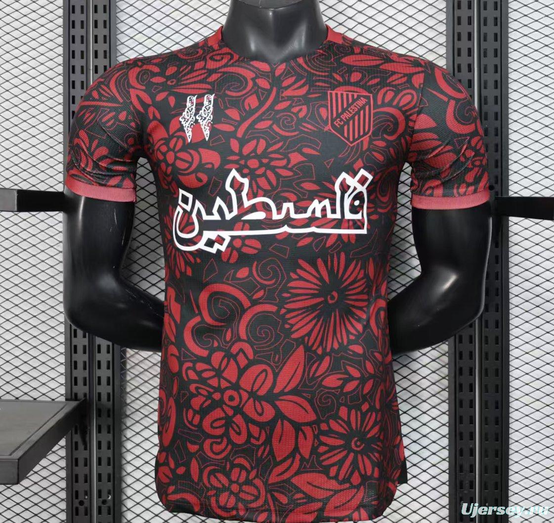 Player Version 25/26 FC Palestine Red with Traditional Floral Pattern Jersey