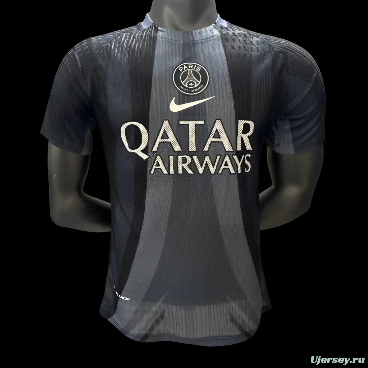 Player Version 25/26 PSG Black with Vertical Stripe Pattern Jersey