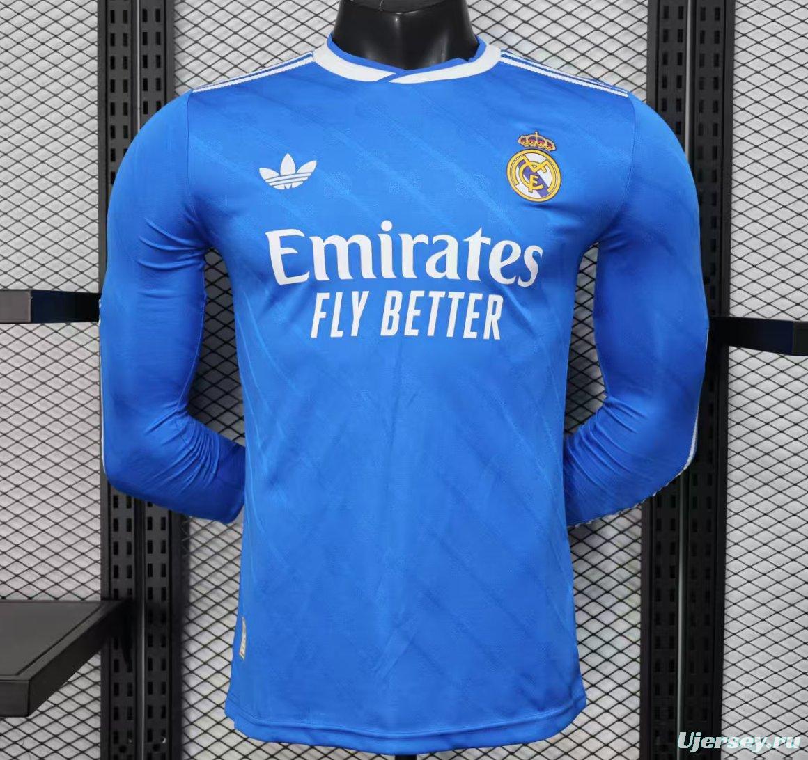 Player Version 25/26 Real Madrid Third Blue Long Sleeve Jersey