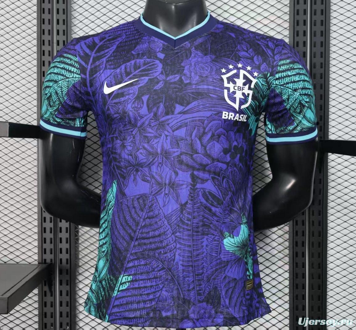 Player Version 2025 Brazil Purple with Tropical Leaf Pattern Jersey