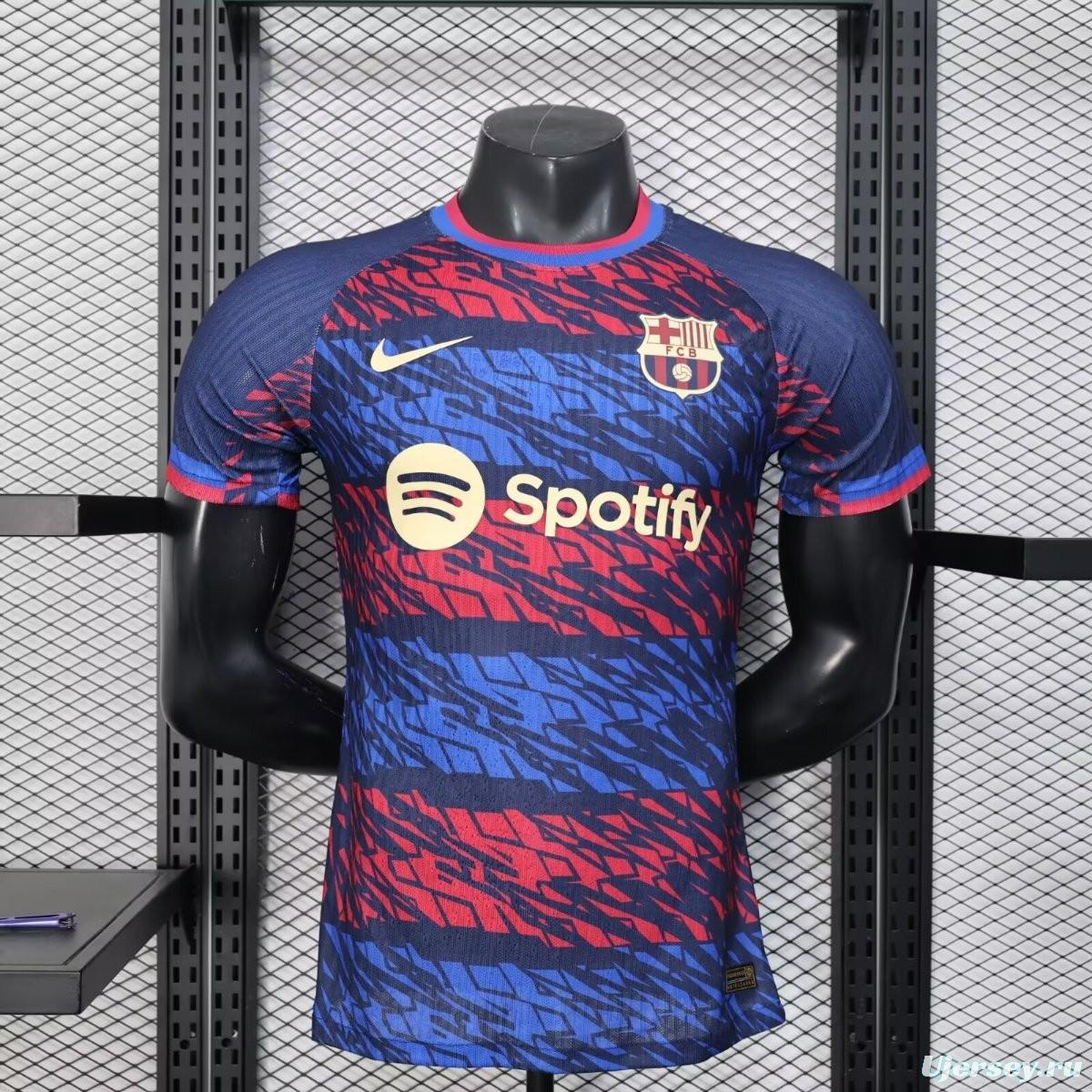 Player Version 25/26 FC Barcelona Navy Blue with Red and Blue Abstract Pattern Jersey