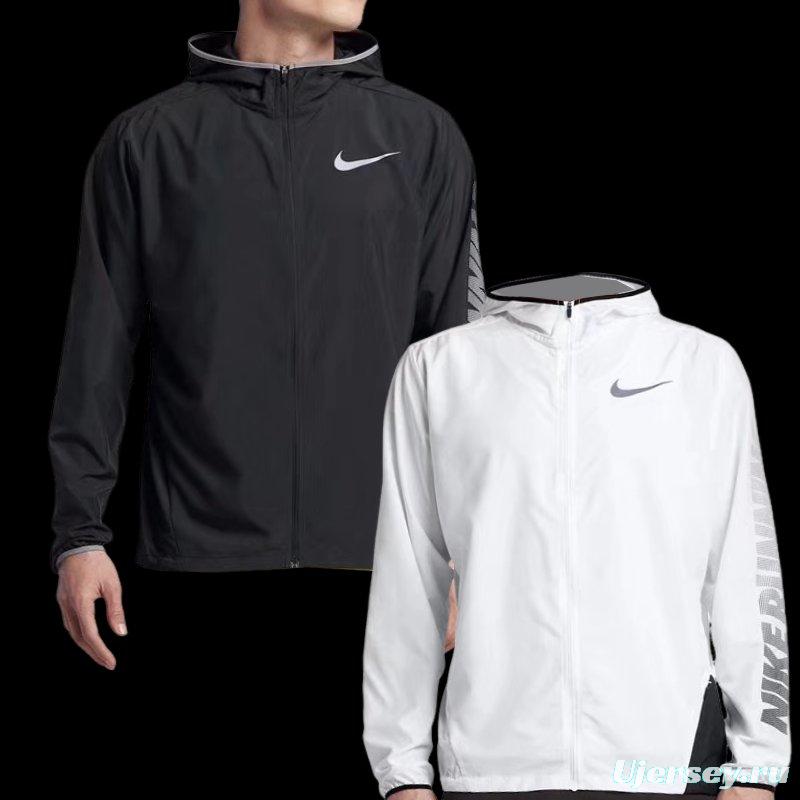 2025 Nike White/Black Full Zipper Hoodie Windbreaker