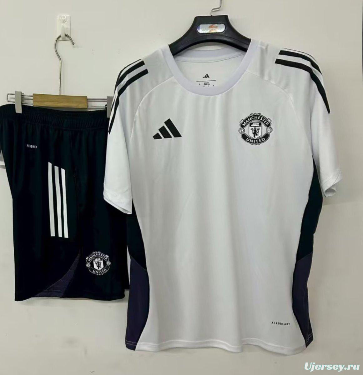 25/26 Manchester United Pre-Match Training Jersey White+ Shorts