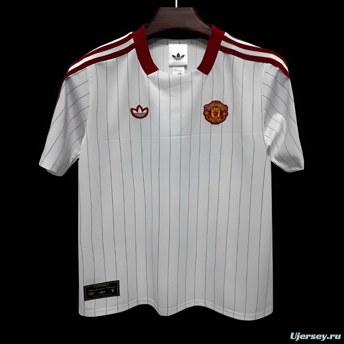 25/26 Manchester United Adidas Original Terrace Icons WHITE Jersey