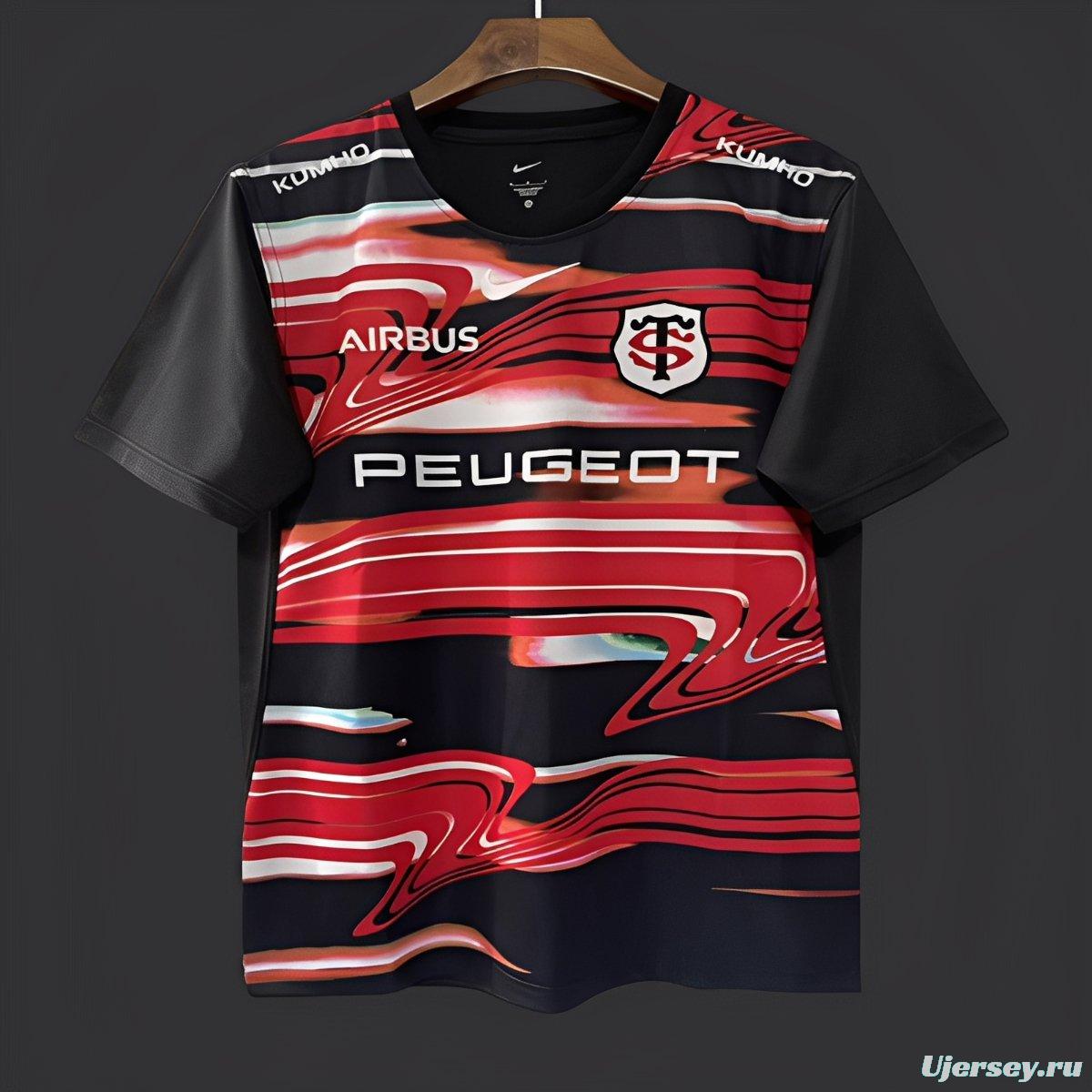 25/26 Toulouse Rugby Black with Red Lightning Stripes Jersey