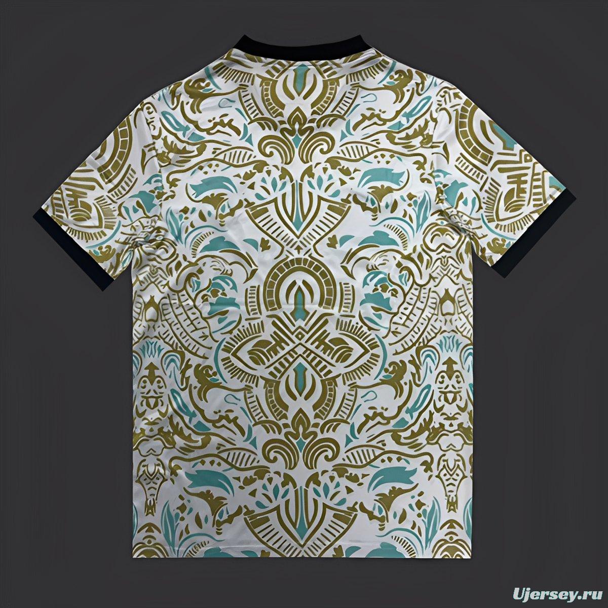 25/26 Sporting CP White with Ornate Gold and Turquoise Pattern Jersey