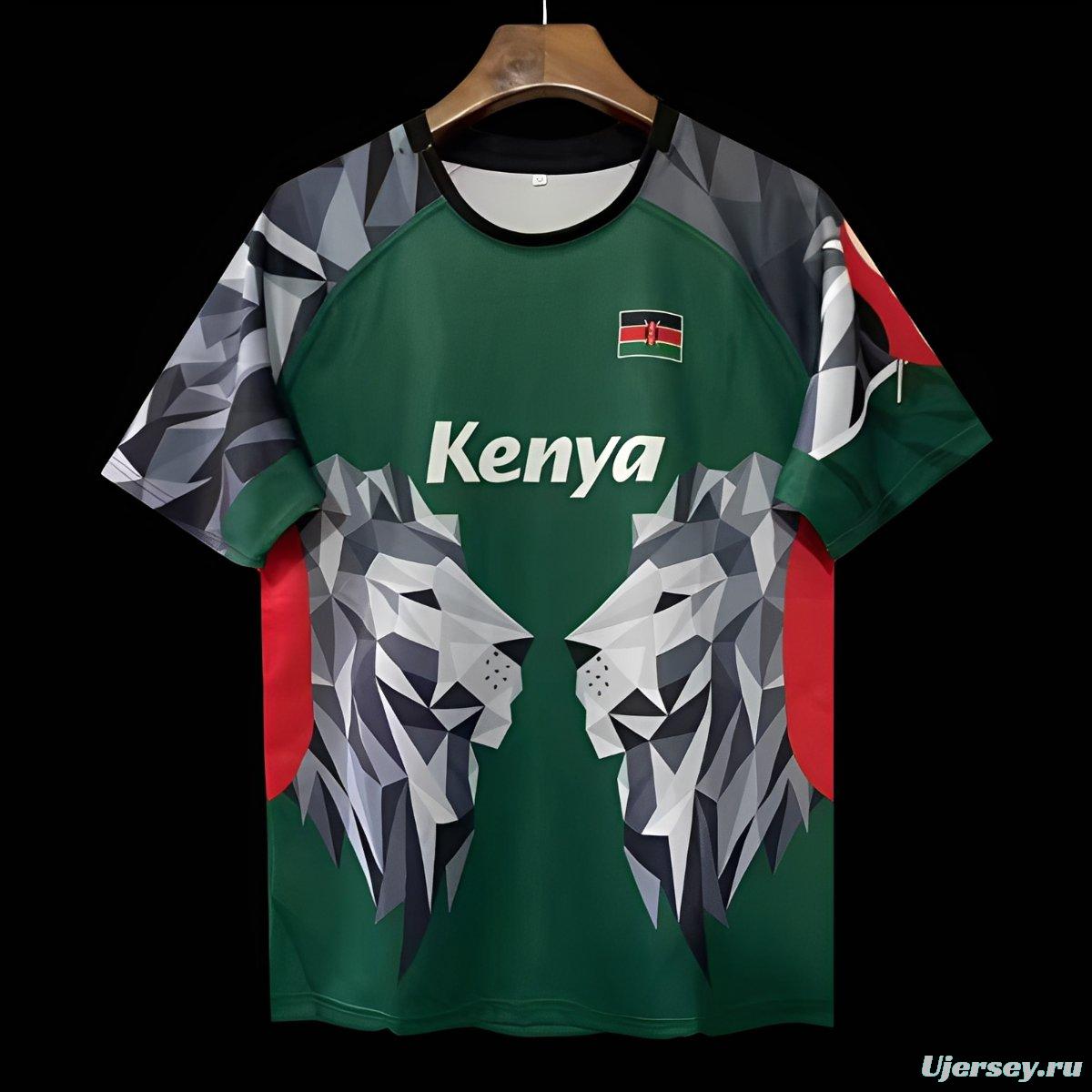 2026 Kenya Green Geometric Lion Jersey