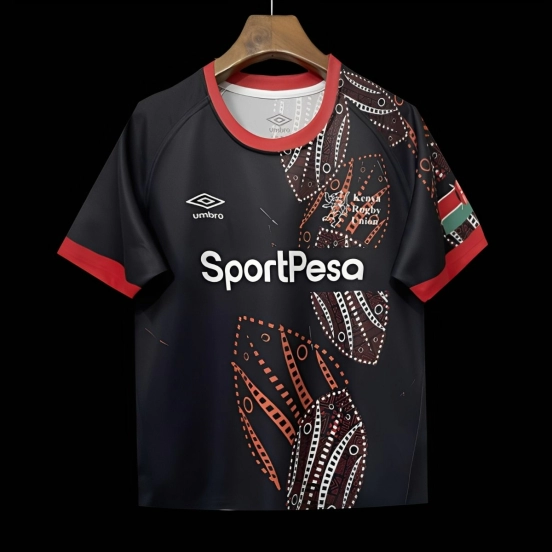 2026 Kenya Black with Red and Orange Tribal Dot Patterns Jersey