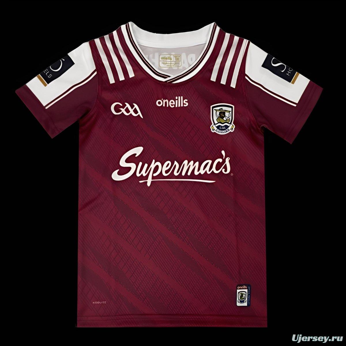 25/26 Kids Galway GAA Maroon with White Stripes  Jersey
