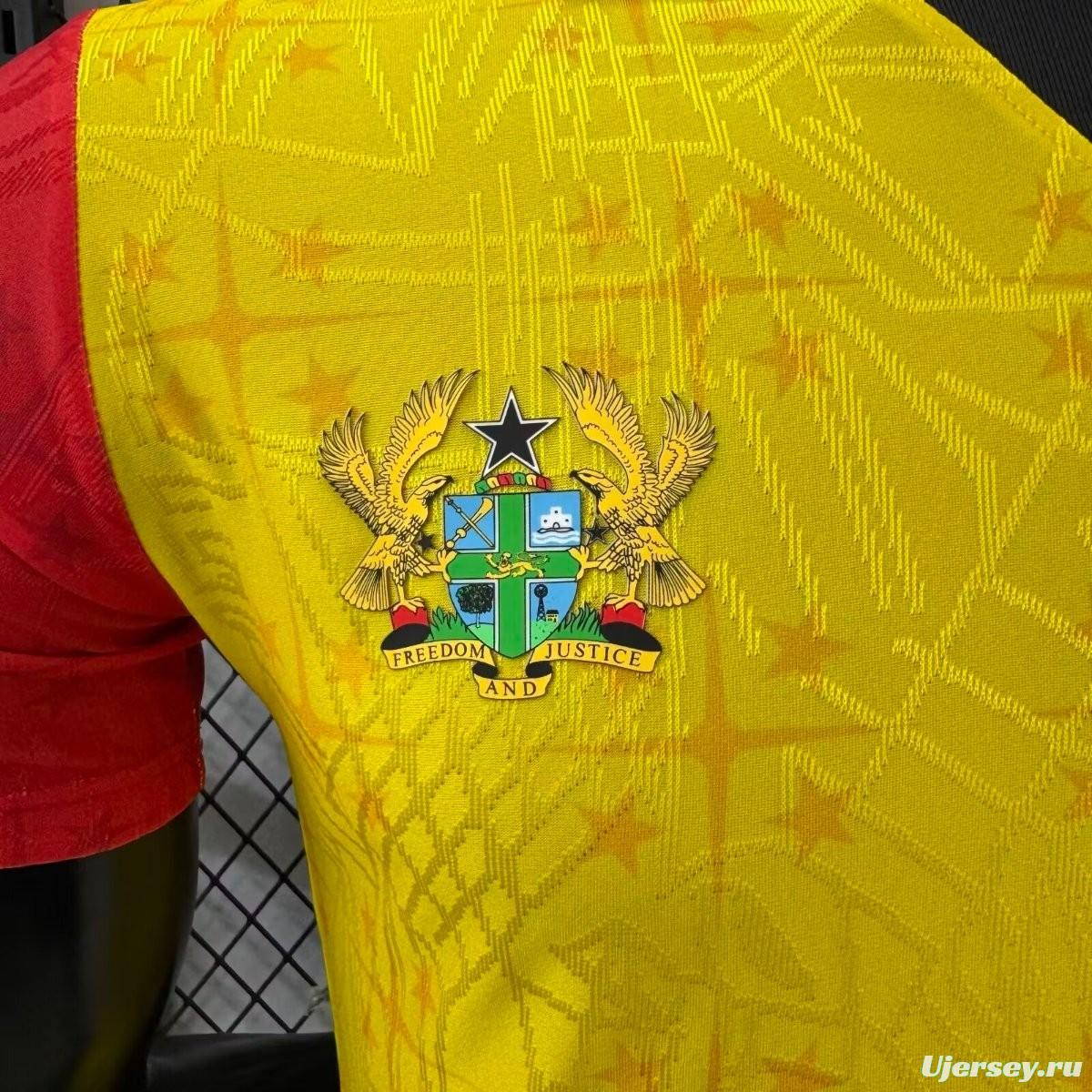Player Version 2026 Ghana White with Black Star and Yellow Sleeves Jersey