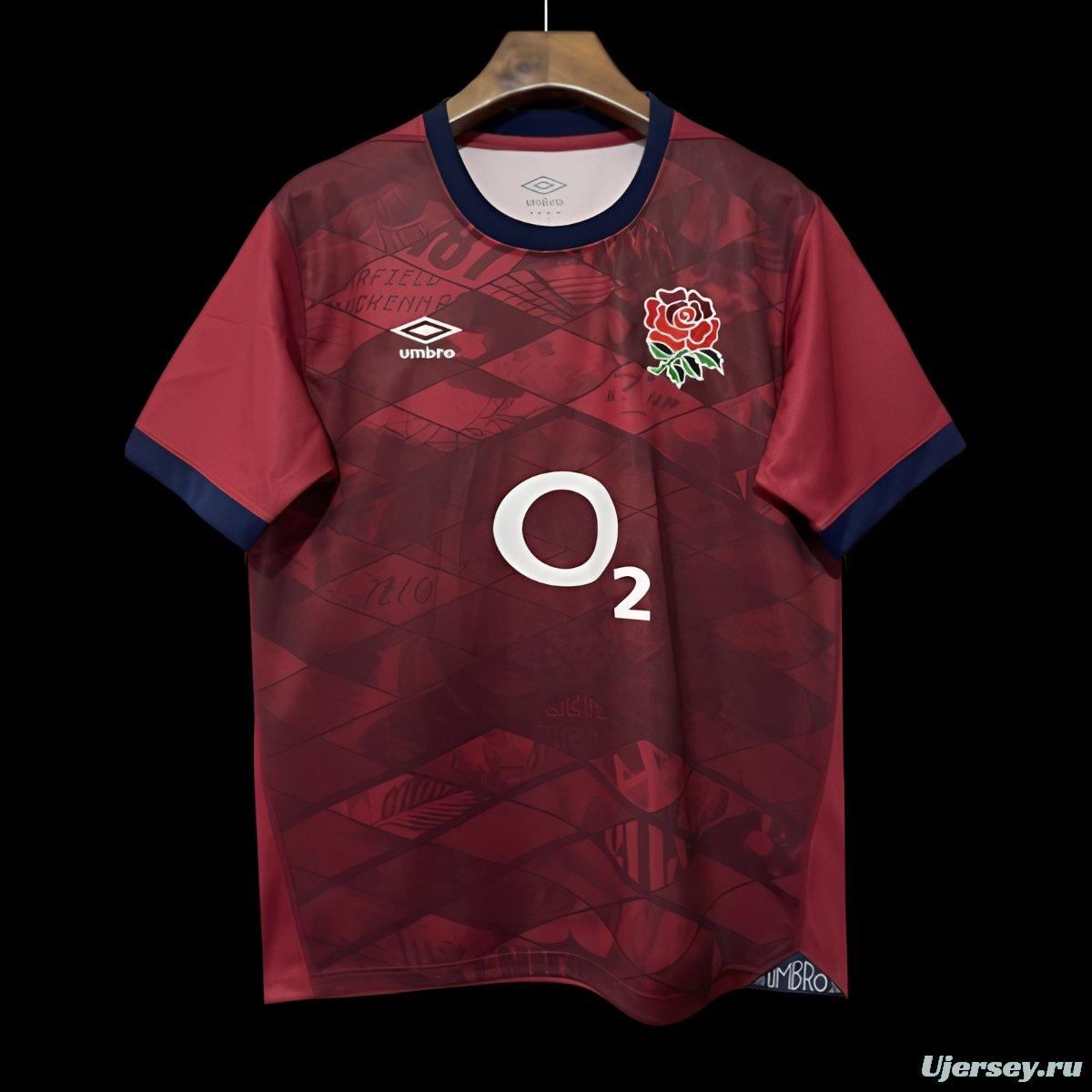 2026 England Burgundy with Geometric Pattern and Heritage Graphics Jersey