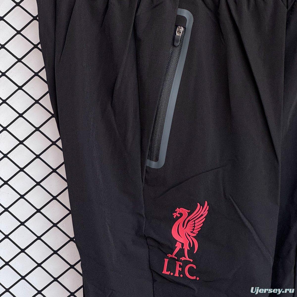 25/26 Liverpool Black/Red Full Zipper Windbreaker + Long Pants