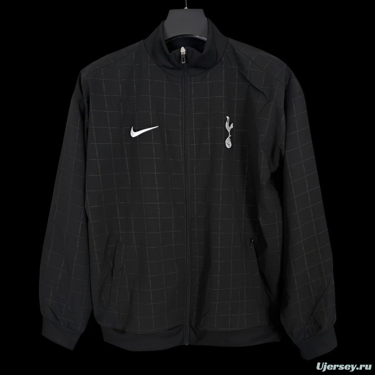 25/26 Tottenham Hotspur Black Grid Windbreaker