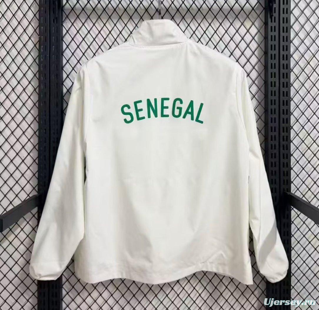 25/26 Senegal White with Green Full Zipper Windbreaker
