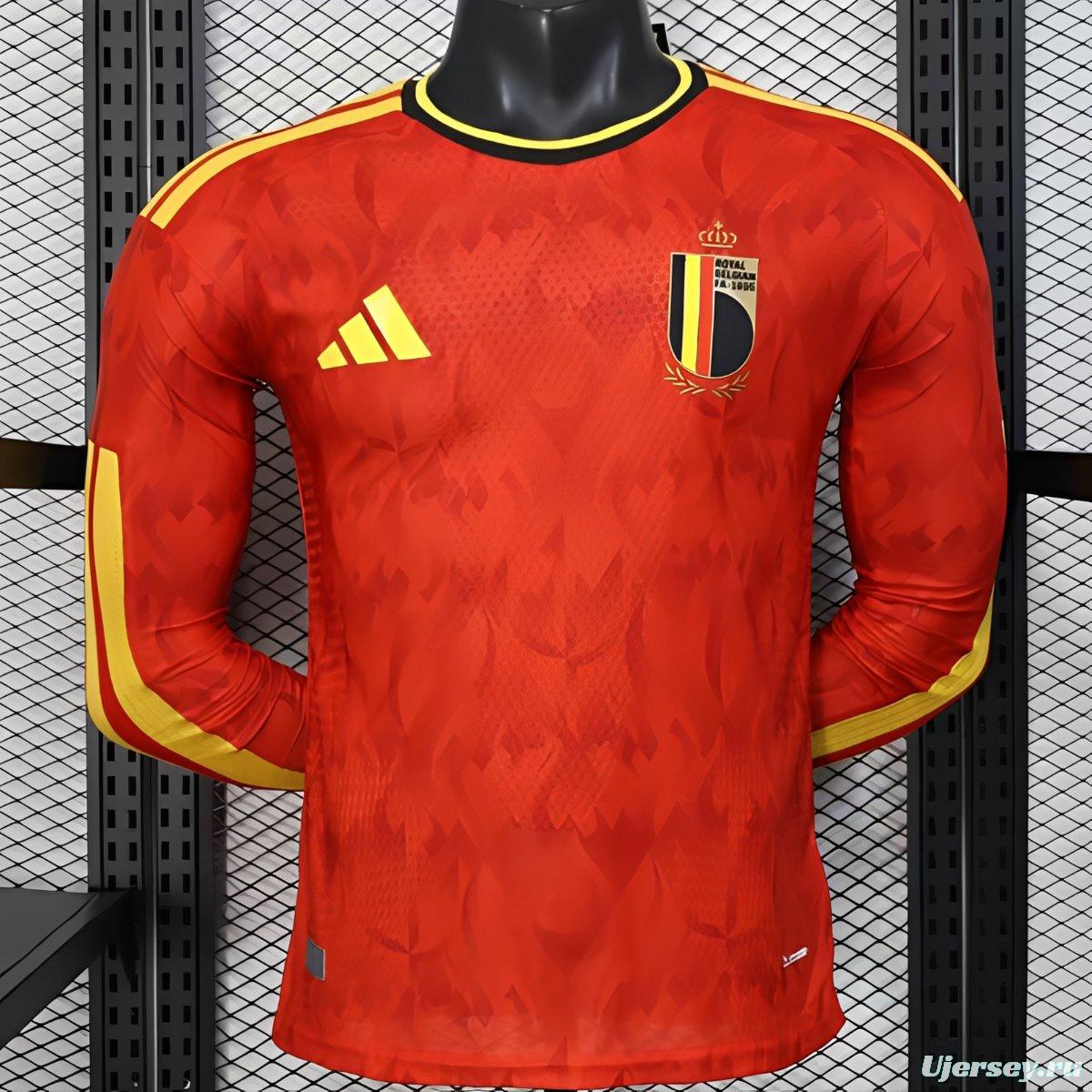Player Version 2026 Belgium Home Red Long Sleeve Jersey